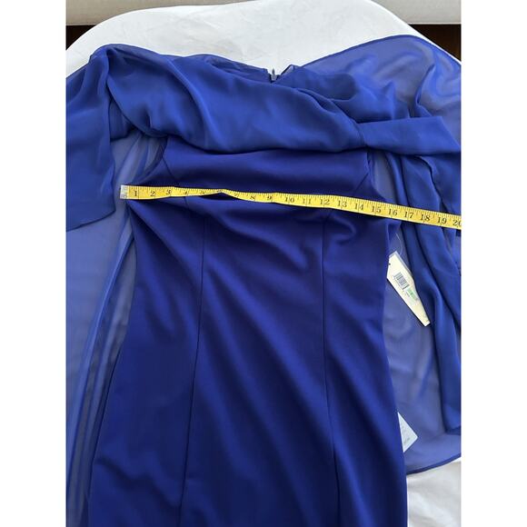 Eliza J Sheer Overlay Sheath Dress Womens Size 8 Blue Classic Party NWT - Picture 5 of 8